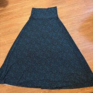 LuLaRoe Lola Maxi Skirt Womens Small Teal Black Paisley High Waist A-Line
